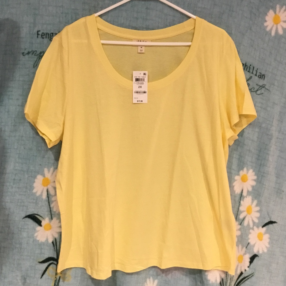 Style & Co. Short Sleeve Scoop Neck Tee in Light Yellow